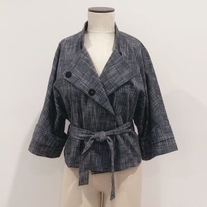 Club Monaco Cropped Tie Waist Kimono Sleeve Jacket